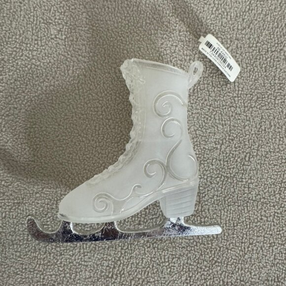 NWT Vtg Retired Dept. 56 Frosted Ice Skate Xmas Ornament Silver Tone Metal Blade - Picture 8 of 9